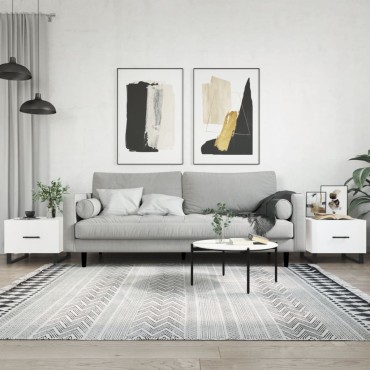 vidaXL Τραπεζάκια Σαλονιού 2 τεμ. Λευκά 50x50x40cm Επεξεργασμένο Ξύλο