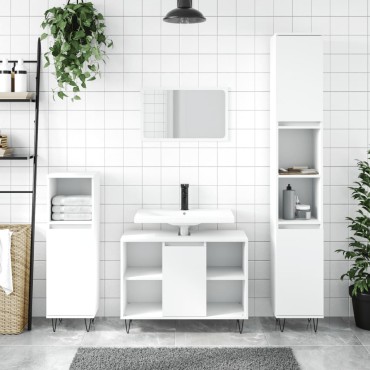 vidaXL Ντουλάπι Μπάνιου Λευκό 30x30x100cm από Επεξεργασμένο Ξύλο