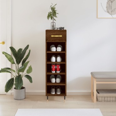 vidaXL Παπουτσοθήκη Καπνιστή Δρυς 30x35x105cm από Επεξεργασμένο Ξύλο 1 τεμ.