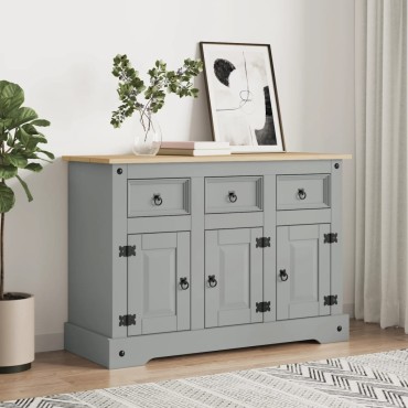 vidaXL Μπουφές Corona Γκρι 112x43x78cm Μασίφ Ξύλο Μεξικάνικου Πεύκου 1 τεμ.