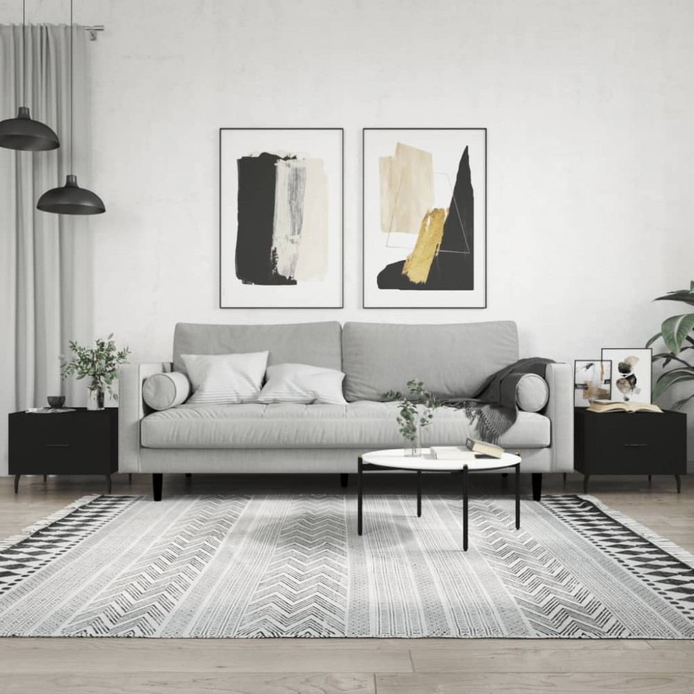 vidaXL Τραπεζάκια Σαλονιού 2 τεμ. Μαύρα 50x50x40cm Επεξεργ. Ξύλο
