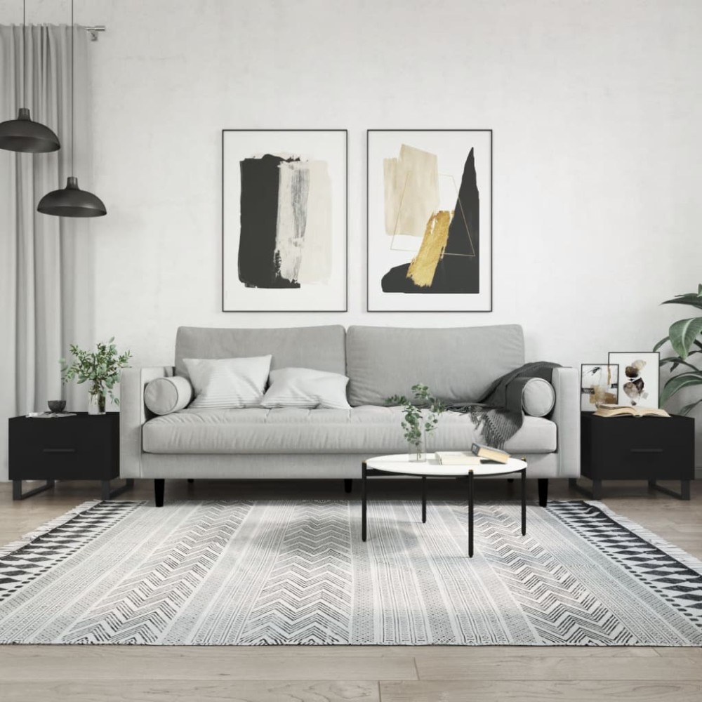 vidaXL Τραπεζάκια Σαλονιού 2 τεμ. Μαύρα 50x50x40cm Επεξεργ. Ξύλο