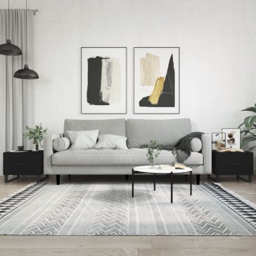 vidaXL Τραπεζάκια Σαλονιού 2 τεμ. Μαύρα 50x50x40cm Επεξεργ. Ξύλο