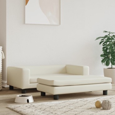vidaXL Κρεβάτι Σκύλου με Προέκταση Κρεμ 100x50x30 εκ. Συνθετικό Δέρμα
