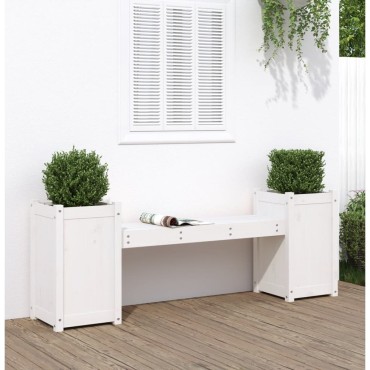 vidaXL Ζαρντινιέρα Παγκάκι Λευκό 180x36x63cm από Μασίφ Ξύλο Πεύκου 1 τεμ.