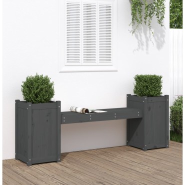 vidaXL Ζαρντινιέρα Παγκάκι Γκρι 180x36x63cm από Μασίφ Ξύλο Πεύκου 1 τεμ.