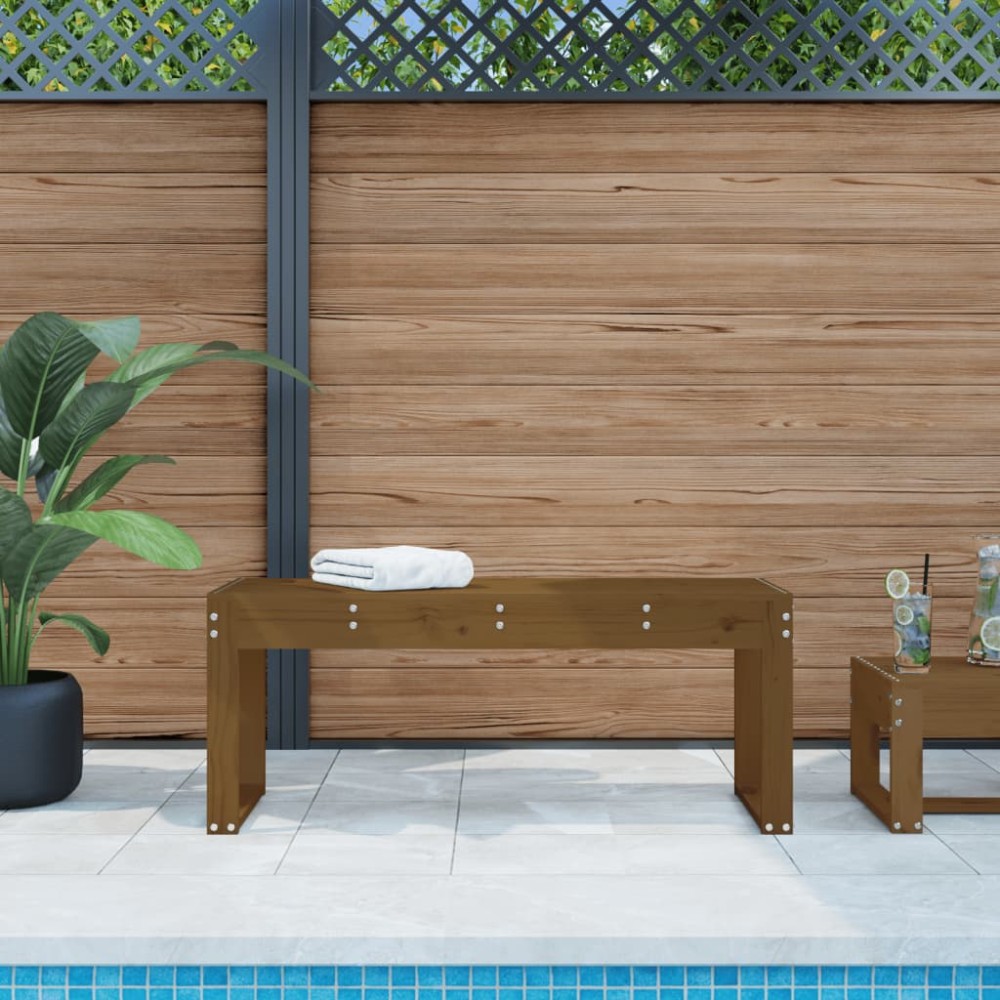 vidaXL Πάγκος Κήπου Μελί 110x38x45cm από Μασίφ Ξύλο Πεύκου