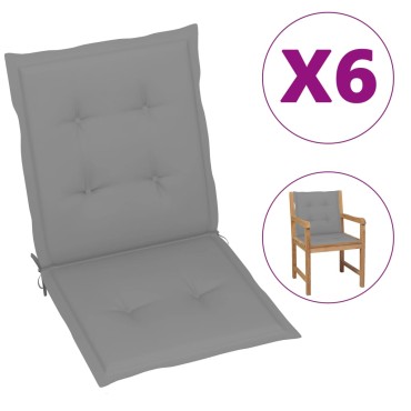 vidaXL Μαξιλάρια Καρέκλας Κήπου Πλάτη 6 τεμ. Γκρι Ύφασμα Oxford