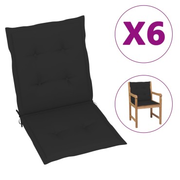 vidaXL Μαξιλάρια Καρέκλας Κήπου Πλάτη 6τεμ Μαύρα 100x50x3cm Oxford Ύφ.