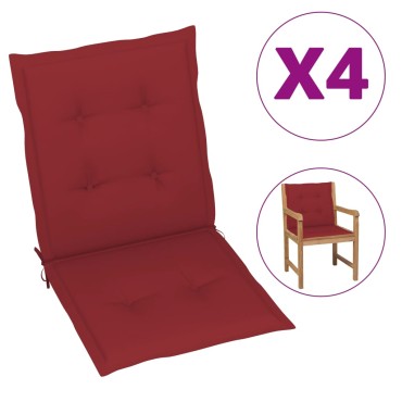 vidaXL Μαξιλάρια Καρέκλας Κήπου Πλάτη 4τεμ Μπορντό 100x50x3cm Oxford