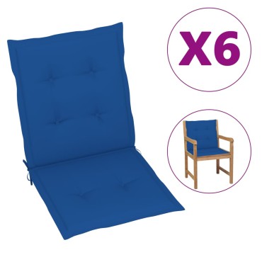 vidaXL Μαξιλάρια Καρέκλας Κήπου Πλάτη 6τεμ Μπλε Ρουά 100x50x3cm Oxford