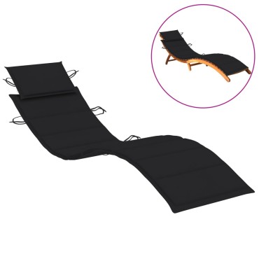 vidaXL Μαξιλάρι Ξαπλώστρας Μαύρο 186x58x4cm από Ύφασμα Oxford
