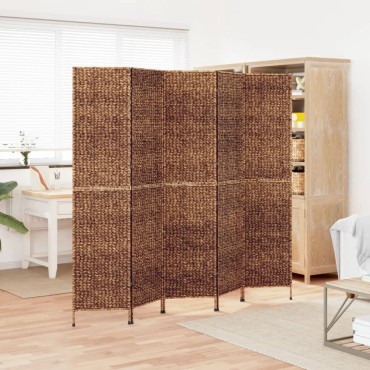 vidaXL Διαχωριστικό Δωματίου με 5 Πάνελ Καφέ 205x180cm Υάκινθο Νερού 1 τεμ.