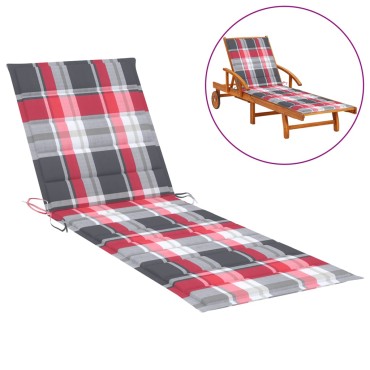 vidaXL Μαξιλάρι Ξαπλώστρας Κόκκινο Καρό 200x50x3cm από Ύφασμα Oxford