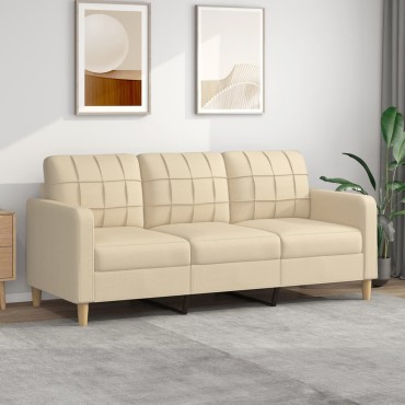 vidaXL Καναπές Τριθέσιος Κρεμ Υφασμάτινος 198x77x80cm 1 τεμ.