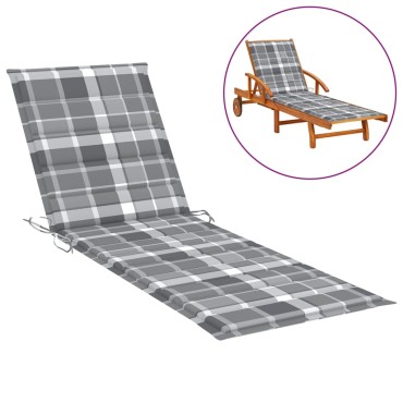 vidaXL Μαξιλάρι Ξαπλώστρας Γκρι Καρό 200x50x3cm από Ύφασμα Oxford