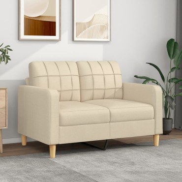 vidaXL Καναπές Διθέσιος Κρεμ Υφασμάτινος 138x77x80cm 1 τεμ.