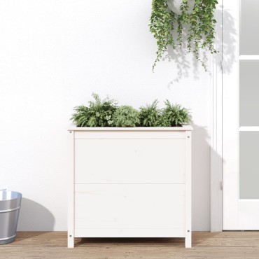 vidaXL Ζαρντινιέρα Λευκή 82,5 x 40 x 78 εκ. από Μασίφ Ξύλο Πεύκου