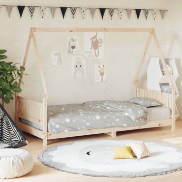 vidaXL Πλαίσιο Παιδικού Κρεβατιού 90x190cm από Μασίφ Ξύλο Πεύκου 1 τεμ. - Μονό