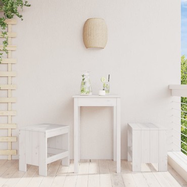vidaXL Σκαμπό Κήπου 2 τεμ. Λευκά 40x36x45cm από Μασίφ Ξύλο Πεύκου