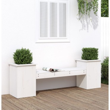 vidaXL Ζαρντινιέρα Παγκάκι Λευκό 184,5x39,5x56,5cm Μασίφ Ξύλο Πεύκου 1 τεμ.