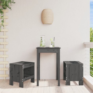 vidaXL Σκαμπό Κήπου 2 τεμ. Γκρι 40x36x45cm από Μασίφ Ξύλο Πεύκου