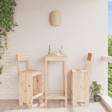 vidaXL Σκαμπό Μπαρ 2 τεμ. 40x48,5x115,5cm από Μασίφ Ξύλο Πεύκου