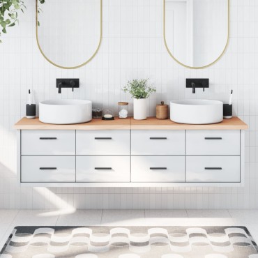vidaXL Πάγκος Μπάνιου 180x50x(2-4) εκ. από Ακατέργαστο Μασίφ Ξύλο
