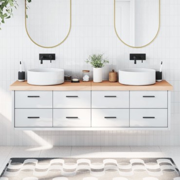 vidaXL Πάγκος Μπάνιου 180x50x(2-6) εκ. από Ακατέργαστο Μασίφ Ξύλο