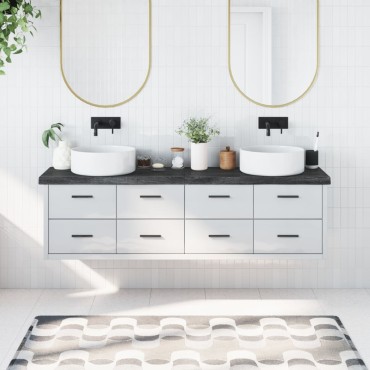 vidaXL Πάγκος Μπάνιου Σκούρο Καφέ 180x40x(2-6) εκ. Επεξεργ. Μασίφ Ξύλο