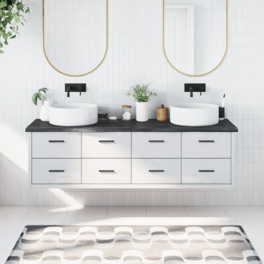 vidaXL Πάγκος Μπάνιου Σκούρο Καφέ 180x50x(2-4) εκ. Επεξεργ. Μασίφ Ξύλο