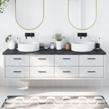 vidaXL Πάγκος Μπάνιου Σκούρο Καφέ 200x60x(2-4) εκ. Επεξεργ. Μασίφ Ξύλο