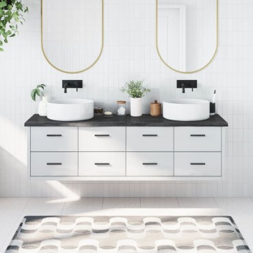 vidaXL Πάγκος Μπάνιου Σκούρο Καφέ 180x60x(2-4) εκ. Επεξεργ. Μασίφ Ξύλο