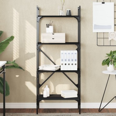 vidaXL Βιβλιοθήκη 4 Επιπέδων Μαύρη 56x31,5x138,5cm Επεξεργ. Ξύλο 1 τεμ.