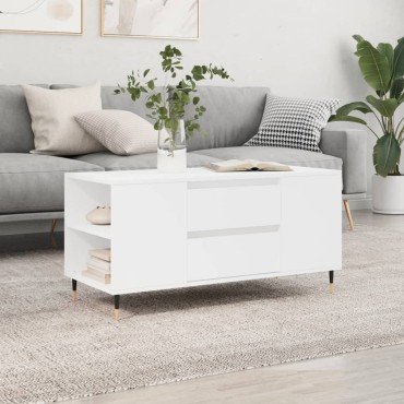 vidaXL Τραπεζάκι Σαλονιού Λευκό 102x44,5x50cm από Επεξεργασμένο Ξύλο 1 τεμ.
