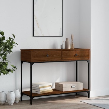 vidaXL Τραπέζι Κονσόλα Καφέ Δρυς 100x34,5x75cm Επεξεργασμένο Ξύλο 1 τεμ.