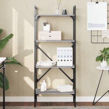 vidaXL Βιβλιοθήκη 4 Επιπέδων Γκρι Sonoma 56x31,5x138,5cm Επεξ. Ξύλο 1 τεμ.