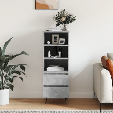 vidaXL Ντουλάπι Γκρι Σκυρ. 40x36x110cm από Επεξεργασμένο Ξύλο 1 τεμ.