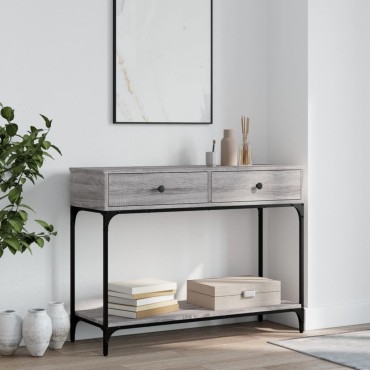 vidaXL Τραπέζι Κονσόλα Γκρι Sonoma 100x34,5x75cm Επεξεργασμένο Ξύλο 1 τεμ.