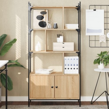 vidaXL Βιβλιοθήκη με Πόρτες Sonoma Δρυς 76,5x30x154,5cm Επεξ. Ξύλο 1 τεμ.