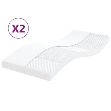 vidaXL Στρώματα Αφρού 7 Ζωνών Σκληρ. 20 ILD 2 τεμ. Λευκά 80x200cm - Μονό
