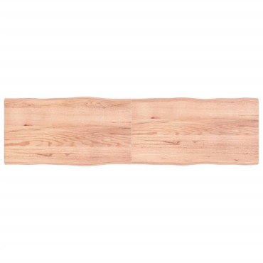 vidaXL Επιφ Τραπεζιού Αν Καφέ 220x60x(2-4)cm Ακατέργ. Μασίφ Ξύλο Δρυός 1 τεμ.