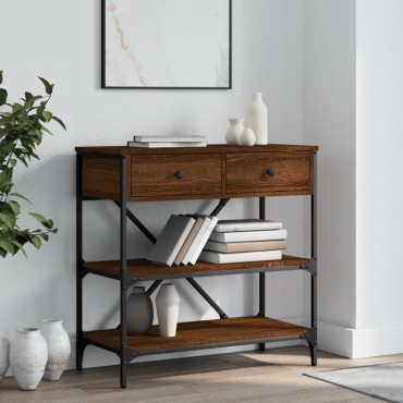 vidaXL Τραπέζι Κονσόλα Καφέ Δρυς 75x34,5x75cm Επεξεργασμένο Ξύλο 1 τεμ.