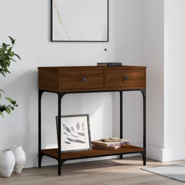 vidaXL Τραπέζι Κονσόλα Καφέ Δρυς 75x34,5x75cm Επεξεργασμένο Ξύλο 1 τεμ.