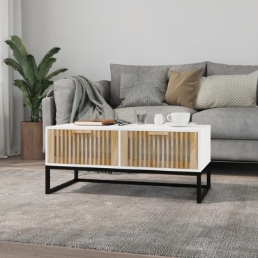 vidaXL Τραπεζάκι Σαλονιού Λευκό 80x40x35cm Επεξεργασμένο Ξύλο & Σίδερο 1 τεμ.