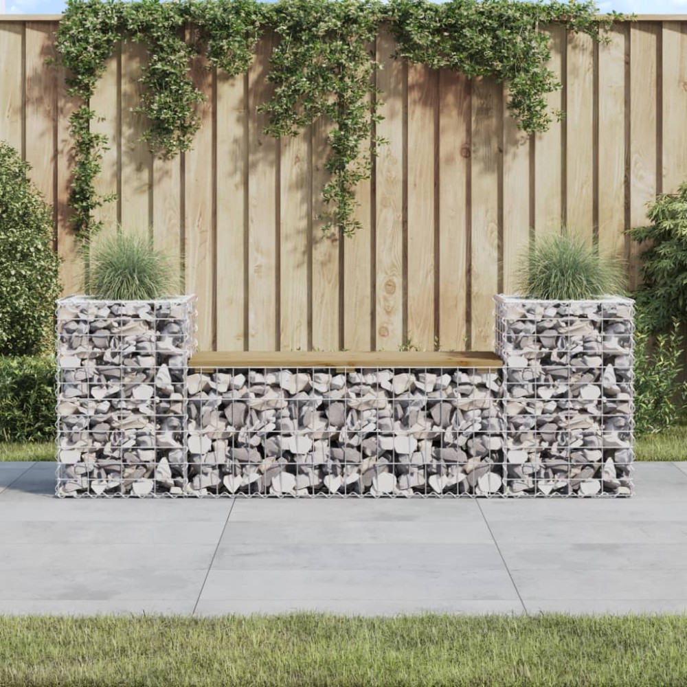 vidaXL Παγκάκι Κήπου Συρματοκιβώτιο 183x41x60,5cm Εμποτ. Ξύλο Πεύκου 1 τεμ.