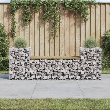 vidaXL Παγκάκι Κήπου Συρματοκιβώτιο 183x41x60,5cm Εμποτ. Ξύλο Πεύκου 1 τεμ.