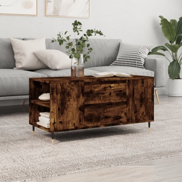 vidaXL Τραπεζάκι Σαλονιού Καπνιστή Δρυς 102x44,5x50cm Επεξεργ. Ξύλο 1 τεμ.