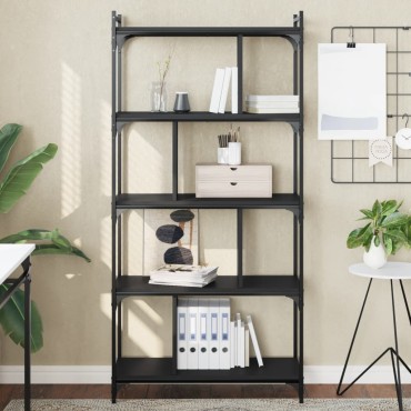 vidaXL Βιβλιοθήκη 5 Επιπέδων Μαύρη 76x32x158cm Επεξεργασμένο Ξύλο 1 τεμ.