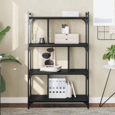 vidaXL Βιβλιοθήκη 4 Επιπέδων Μαύρη 76x32x123cm από Επεξεργ. Ξύλο 1 τεμ.